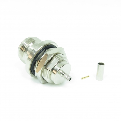 N Bulkhead Front Mount Crimp Jack for RG316